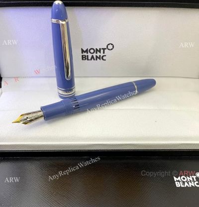NEW! Montblanc Meisterstuck Glacier Fountain Pen Blue Precious Resin